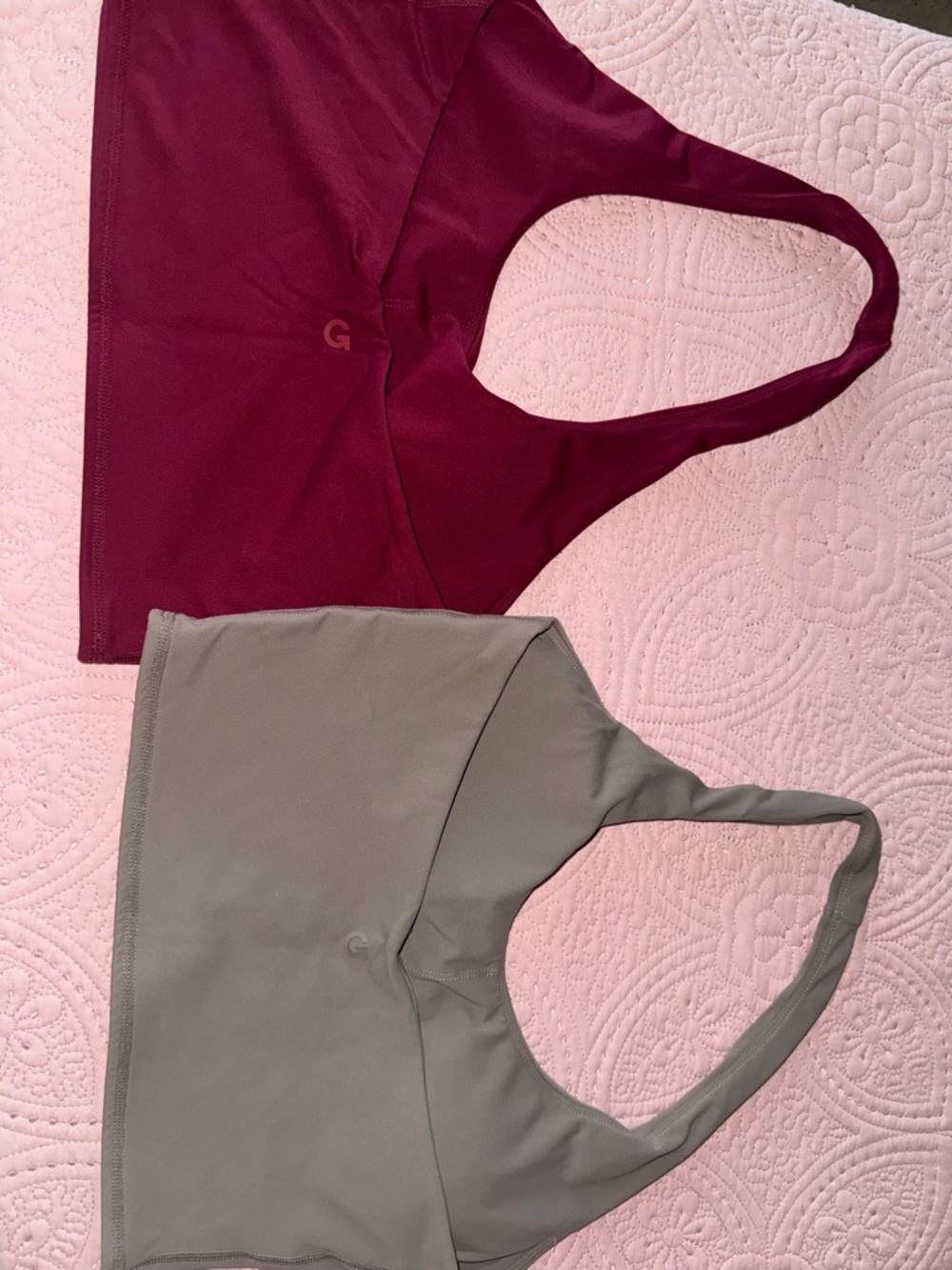 Garage Racerback Crop Tops in Burgundy and Taupe